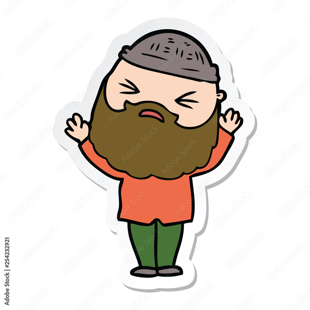 sticker of a cartoon man with beard