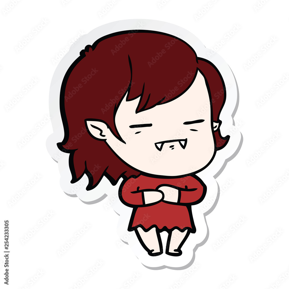 sticker of a cartoon undead vampire girl sticker of a cartoon undead vampire girl
