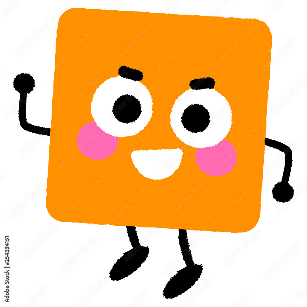 Vector Orange Square Cartoon Character with Smiling Face Stock Vector |  Adobe Stock