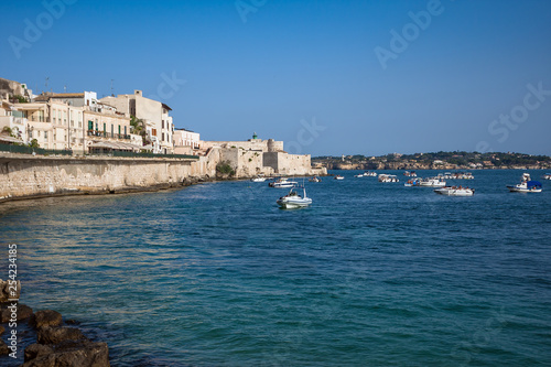 Ancient Siracusa city during sunset, Sicily island