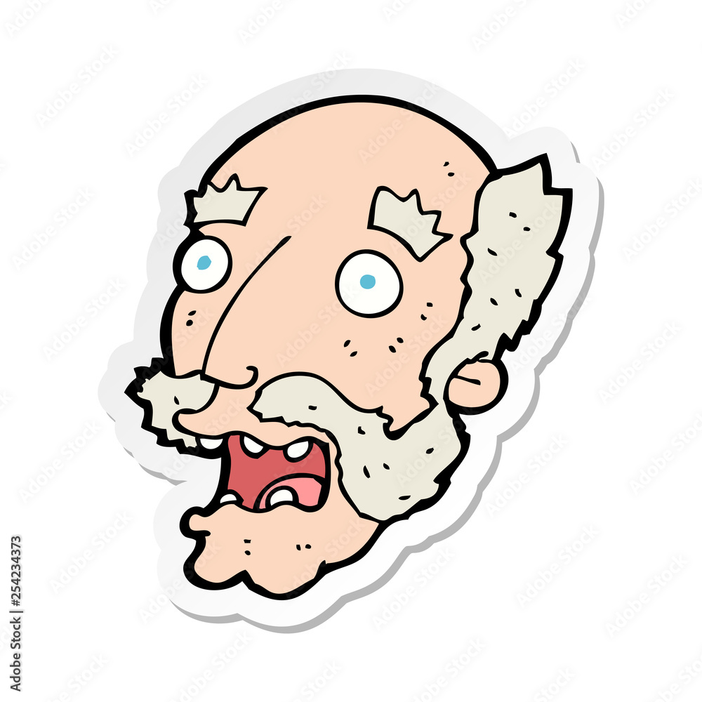 sticker of a cartoon shocked old man sticker of a cartoon shocked old man
