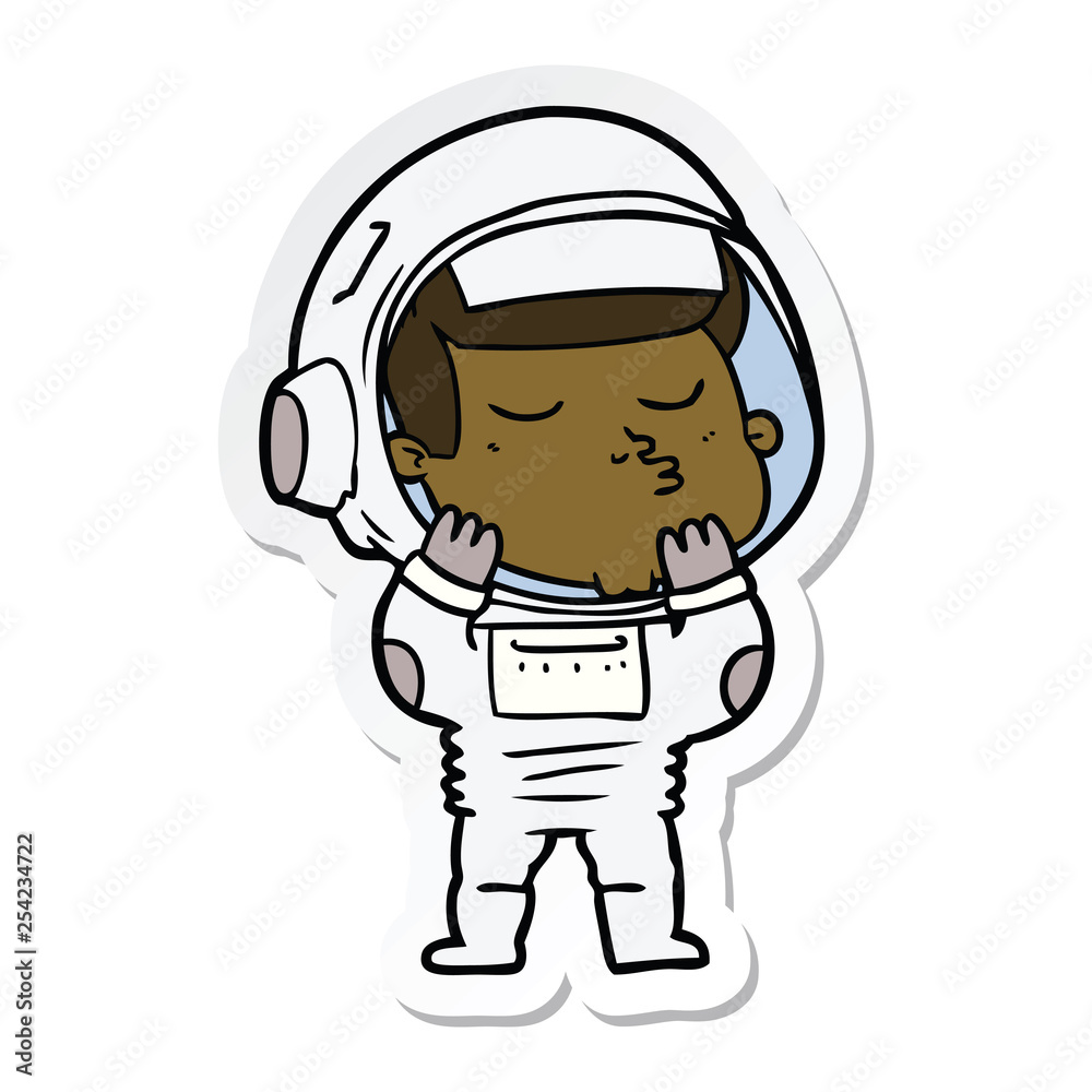 sticker of a cartoon confident astronaut