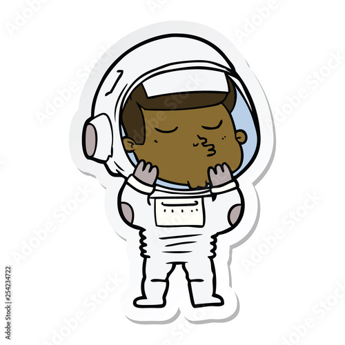sticker of a cartoon confident astronaut