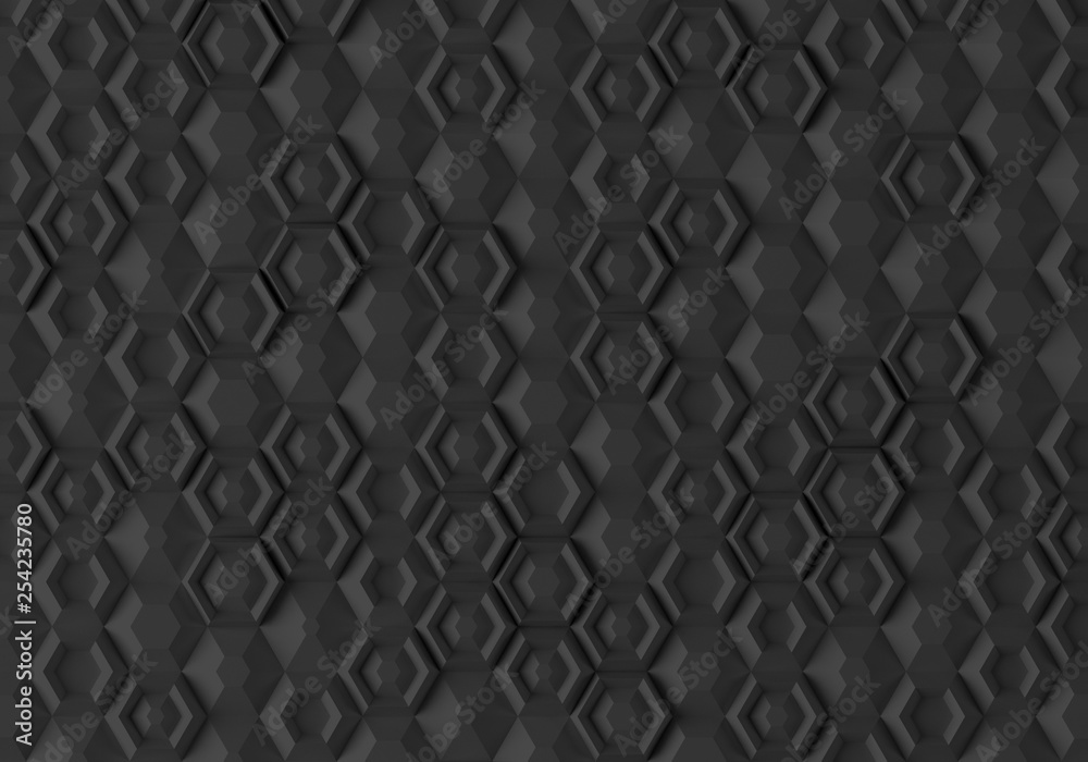 Parametric digital texture based on hexagonal grid with different volume and internal pattern 3D illustration Parametric digital texture based on hexagonal grid with different volume and internal pattern 3D illustration