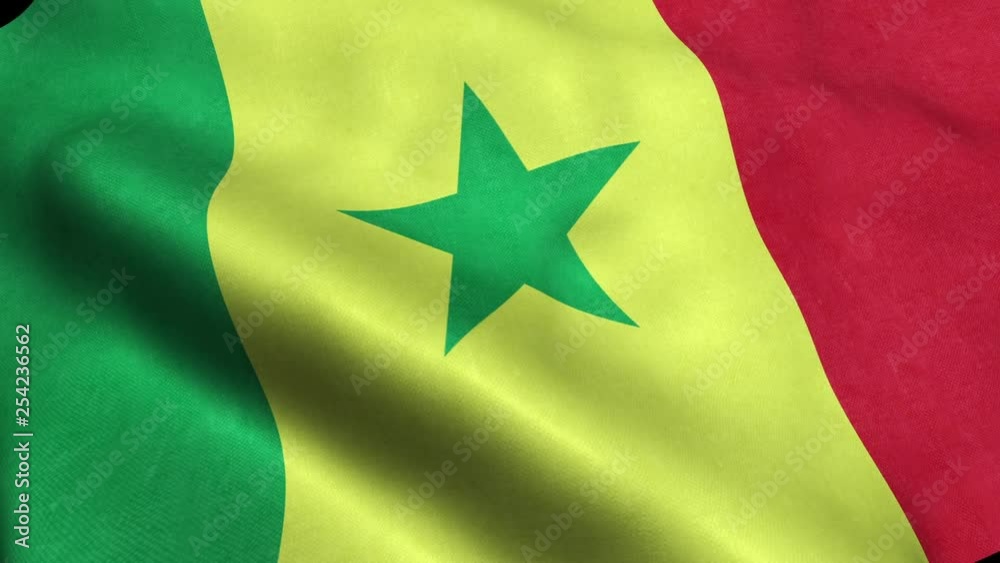 Senegal Flag Seamless Looping Waving Animation