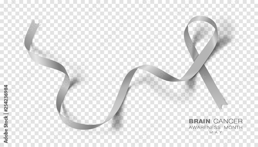 Brain Cancer Awareness Month. Grey Color Ribbon Isolated On Transparent Background. Vector Design Template For Poster. Brain Cancer Awareness Month. Grey Color Ribbon Isolated On Transparent Background. Vector Design Template For Poster.