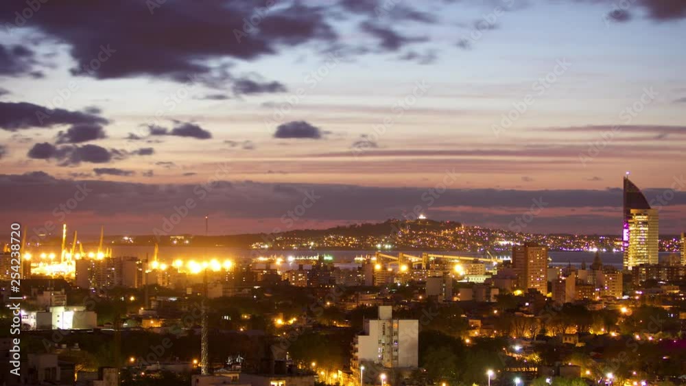 Time lapse of Montevideo Uruguay port day to night Time lapse of Montevideo Uruguay port day to night