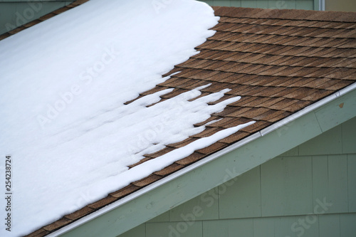 melting snow on the house roof