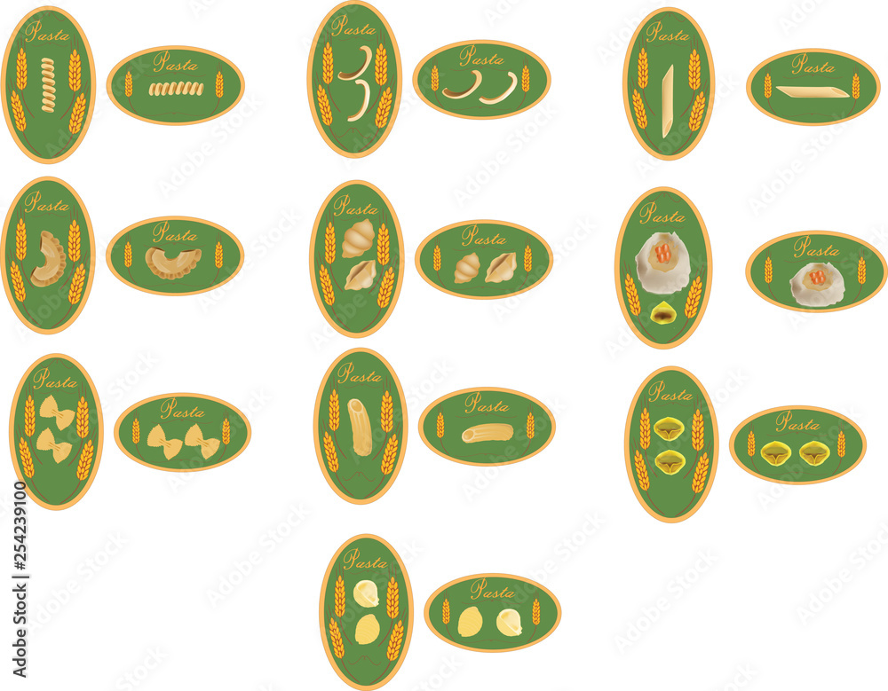 adesivo con disegnata varia pasta di grano duro adesivo con disegnata varia pasta di grano duro