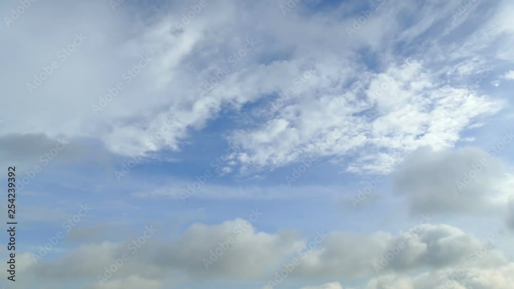 A timelapse shot of moving white clouds on the blue sky during a sunny day. A timelapse shot of moving white clouds on the blue sky during a sunny day.