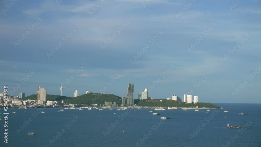 Time lapse of boats in the bay in Pattaya City, Thailand on a sunny day Time lapse of boats in the bay in Pattaya City, Thailand on a sunny day