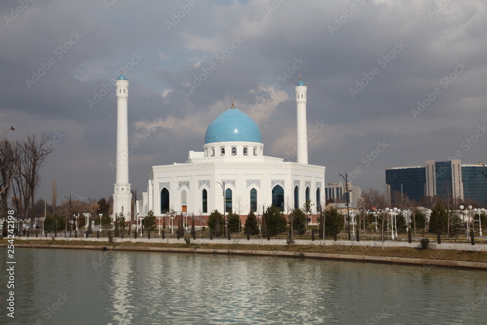 White mosque in Tashkent in Uzbekistan	