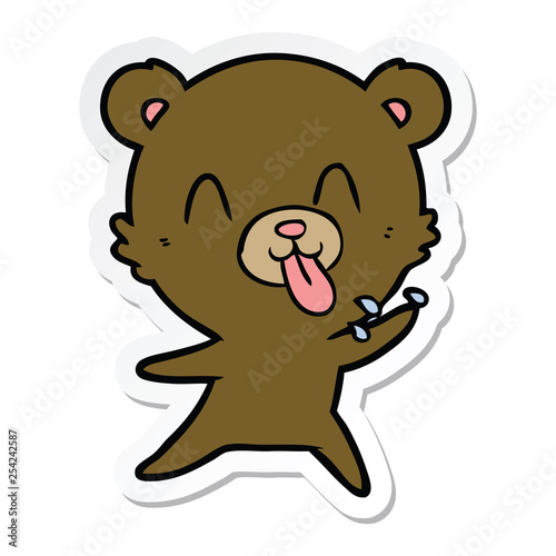 sticker of a rude cartoon bear