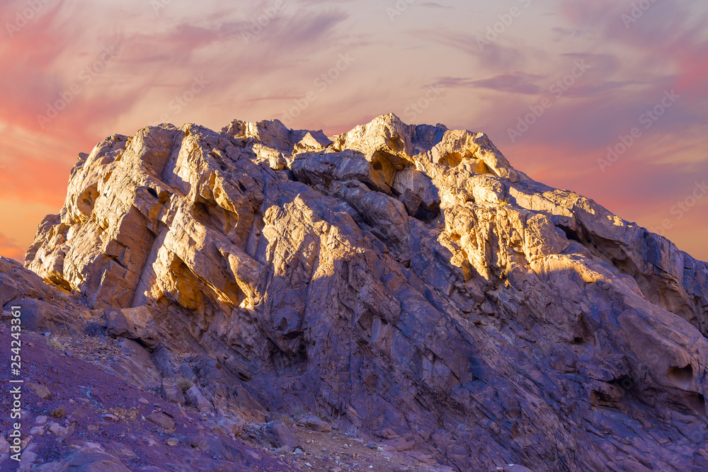 Fototapeta premium Amazing Sunrise at Sinai Mountain, Beautiful dawn in Egypt, Beautiful view from the mountain 
