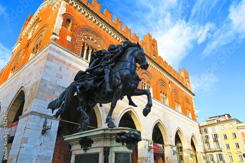 Bronze equestrian statue in Piacenza, Italy photo
