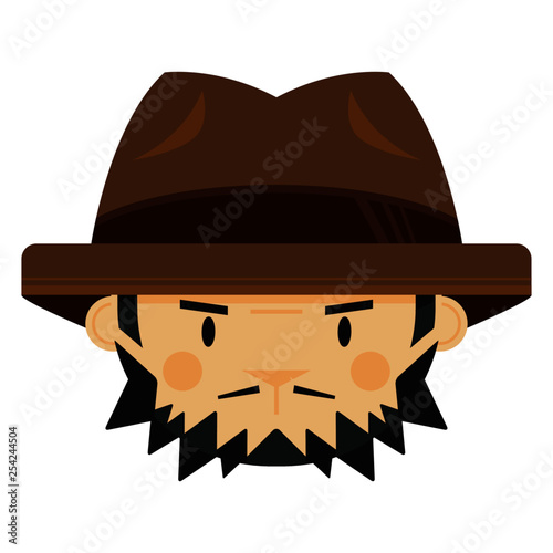 Cartoon Man in Fedora Style Hat