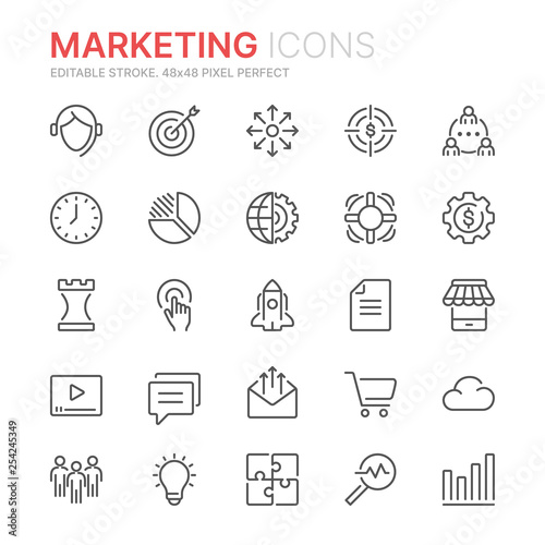 Collection of marketing line icons. 48x48 Pixel Perfect. Editable stroke