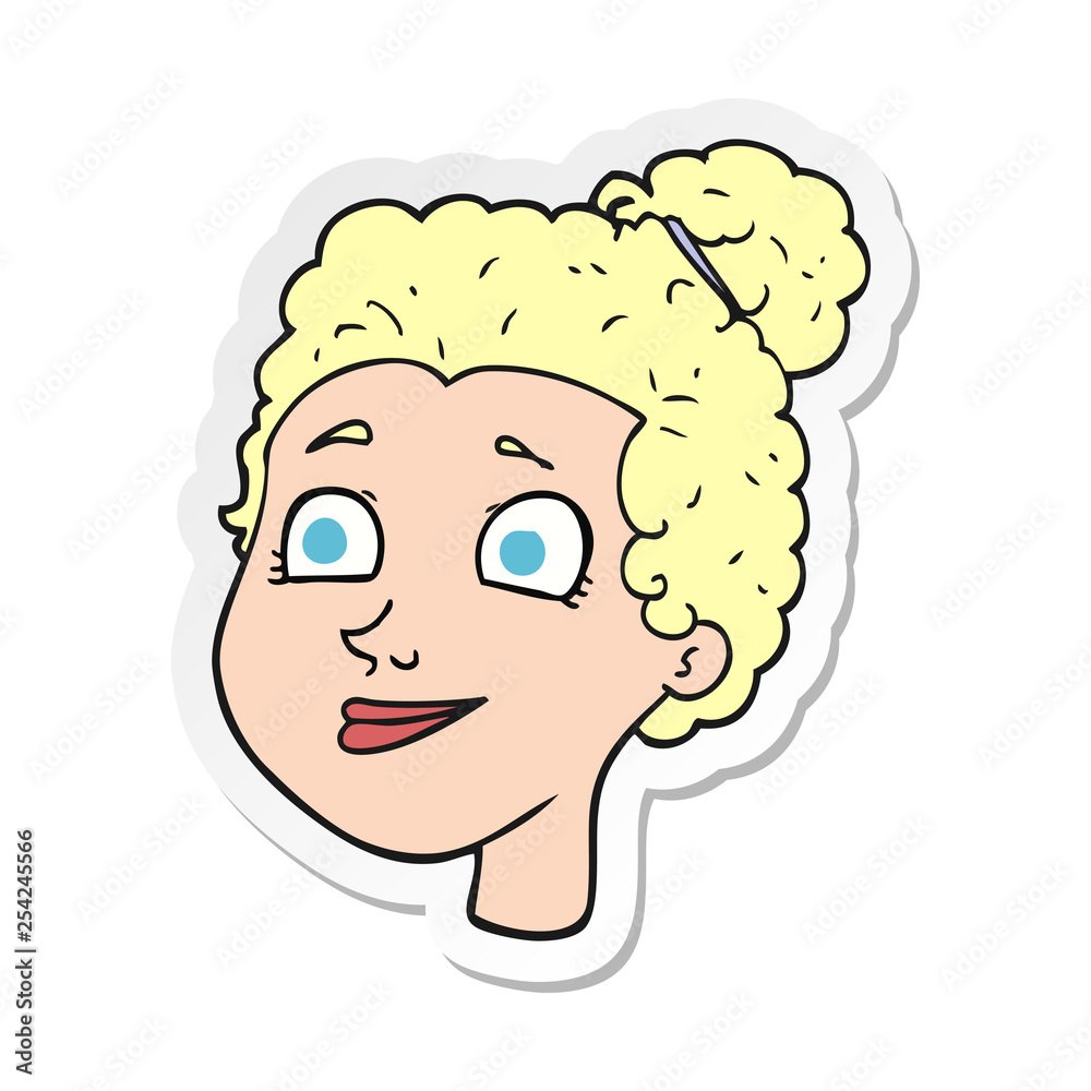 sticker of a cartoon female face