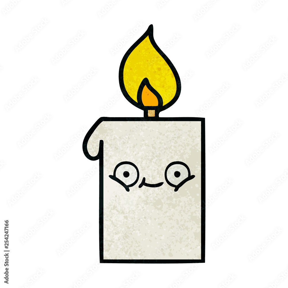 retro grunge texture cartoon lit candle retro grunge texture cartoon lit candle