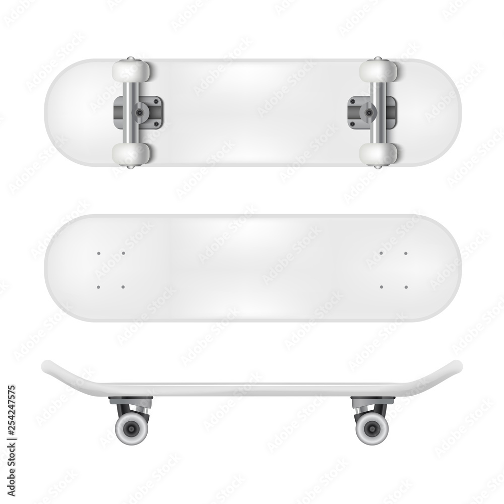 Realistic 3d Detailed White Blank Skateboard Deck Template Mockup Set.  Vector vector de Stock | Adobe Stock