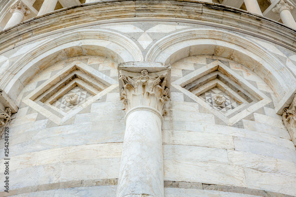 Details of the outside of the leaning tower of Pisa in a Autumn day - 2 Details of the outside of the leaning tower of Pisa in a Autumn day - 2