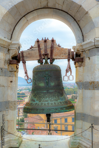 Bronze bell on top of the church tower in Tuscany - 2