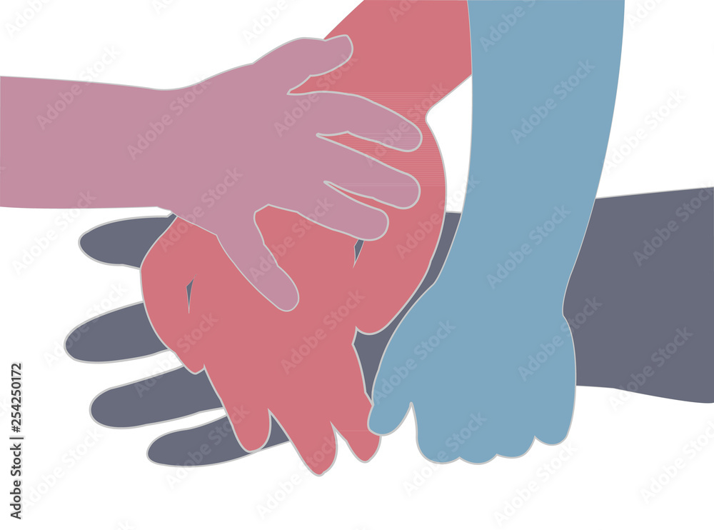 Obraz premium hand on hands, silhouete vector