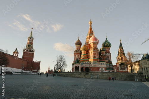 St. Basil's Cathedral and Spasskaya tower on red square in Moscow