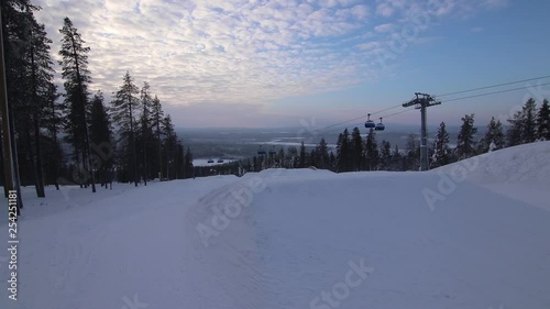 A Video of a jump over a small kicker in the Southpark in Levi Ski Resort, Finland. photo