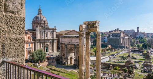 Obraz na plátně Roman forum as seen from the Capitoline Museums, Rome, Italy.