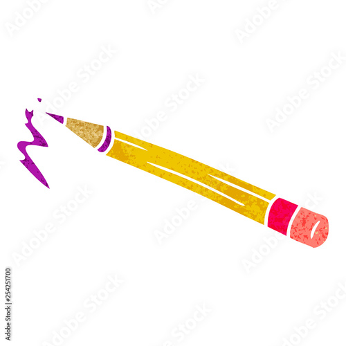 retro cartoon doodle of a coloured pencil