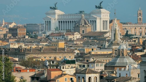 Rome, Italy. Cityscape Skyline With Altar Of The Fatherland And Other Famous Lanmarks In Old Historic Town photo