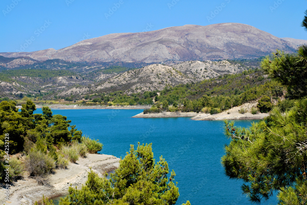 Blue lake in Rhodos Greece