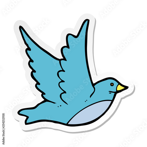 sticker of a cartoon flying bird