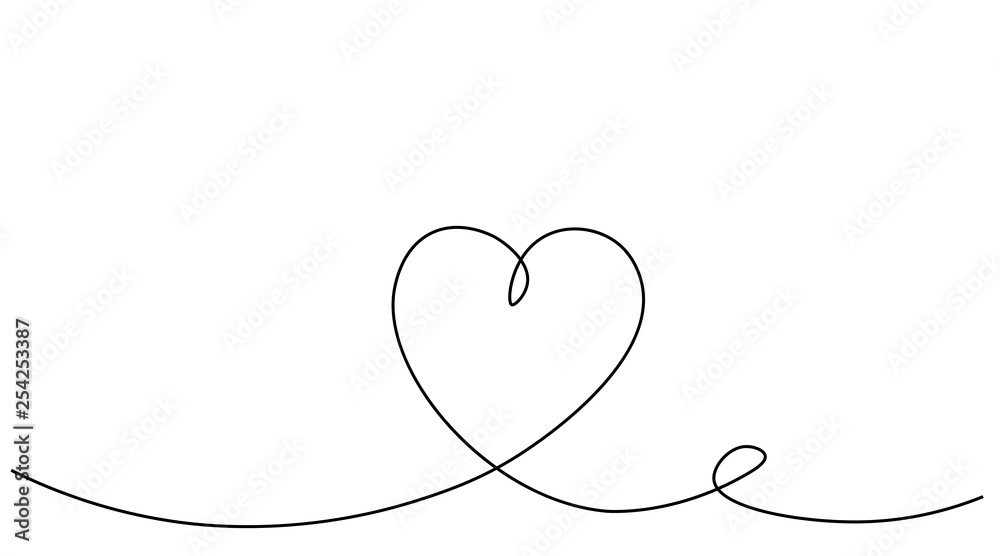 Heart background one line drawing, vector illustration Heart background one line drawing, vector illustration