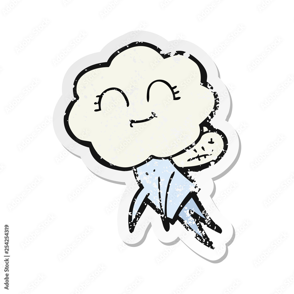 retro distressed sticker of a cartoon magical creature retro distressed sticker of a cartoon magical creature