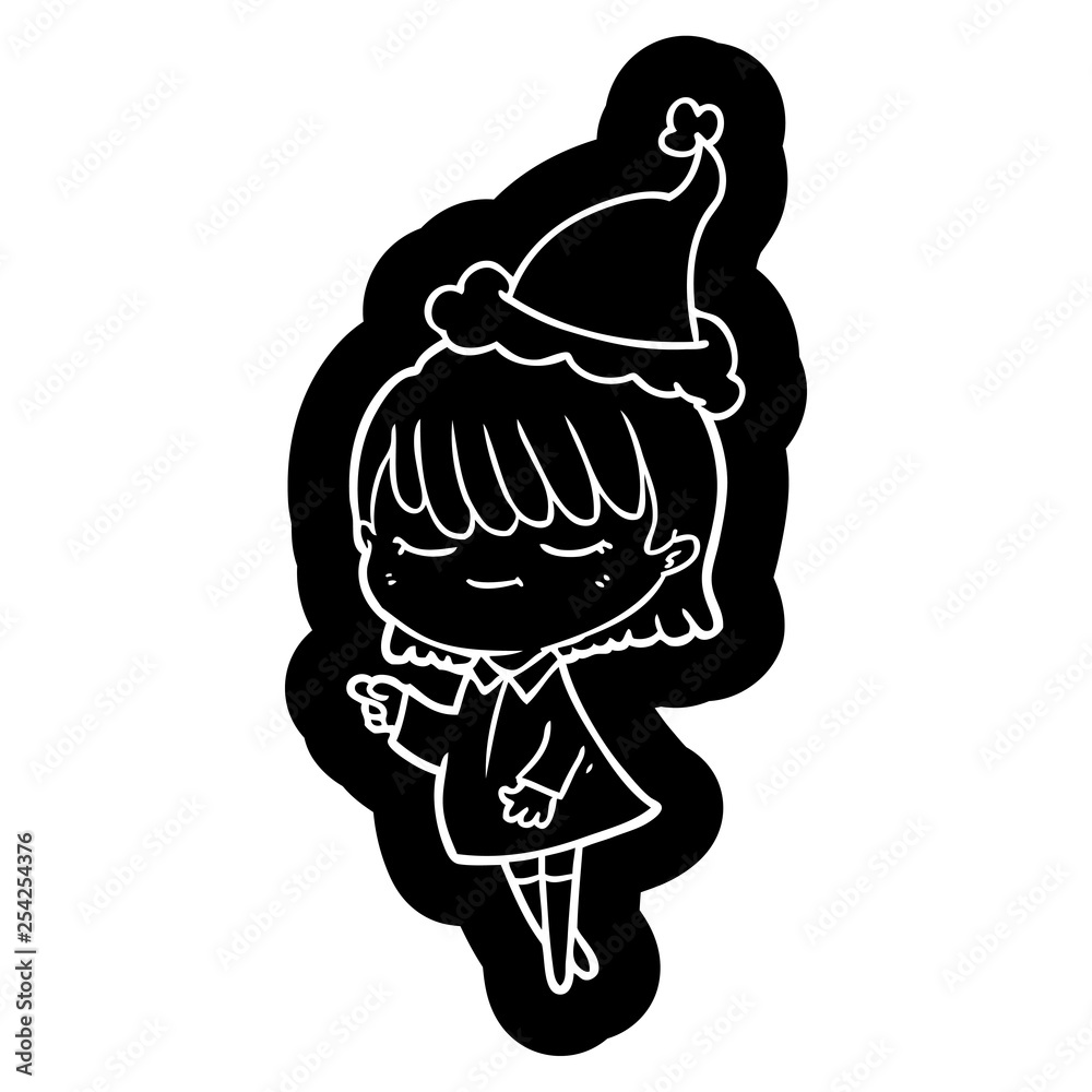 cartoon icon of a woman wearing santa hat cartoon icon of a woman wearing santa hat