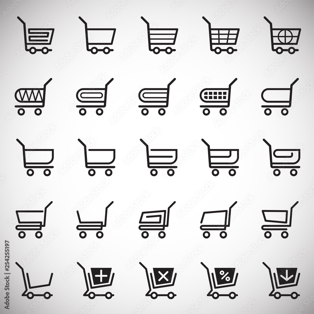 Shop cart icons set on white background for graphic and web design. Simple vector sign. Internet concept symbol for website button or mobile app.
