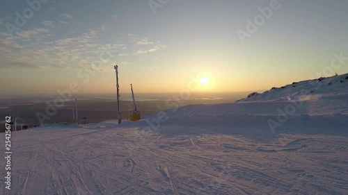 Sunset in the south park of Levi's ski resort in Finland. photo