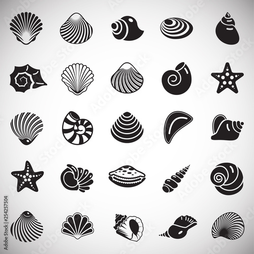 Sea Shell icons set on white background for graphic and web design. Simple vector sign. Internet concept symbol for website button or mobile app.