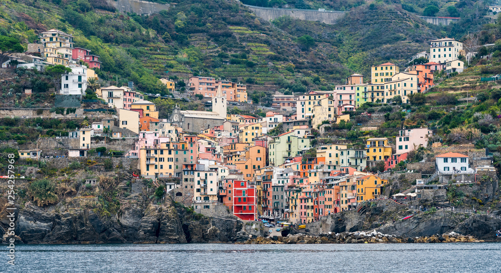 Village of Riomaggiore with colourful houses