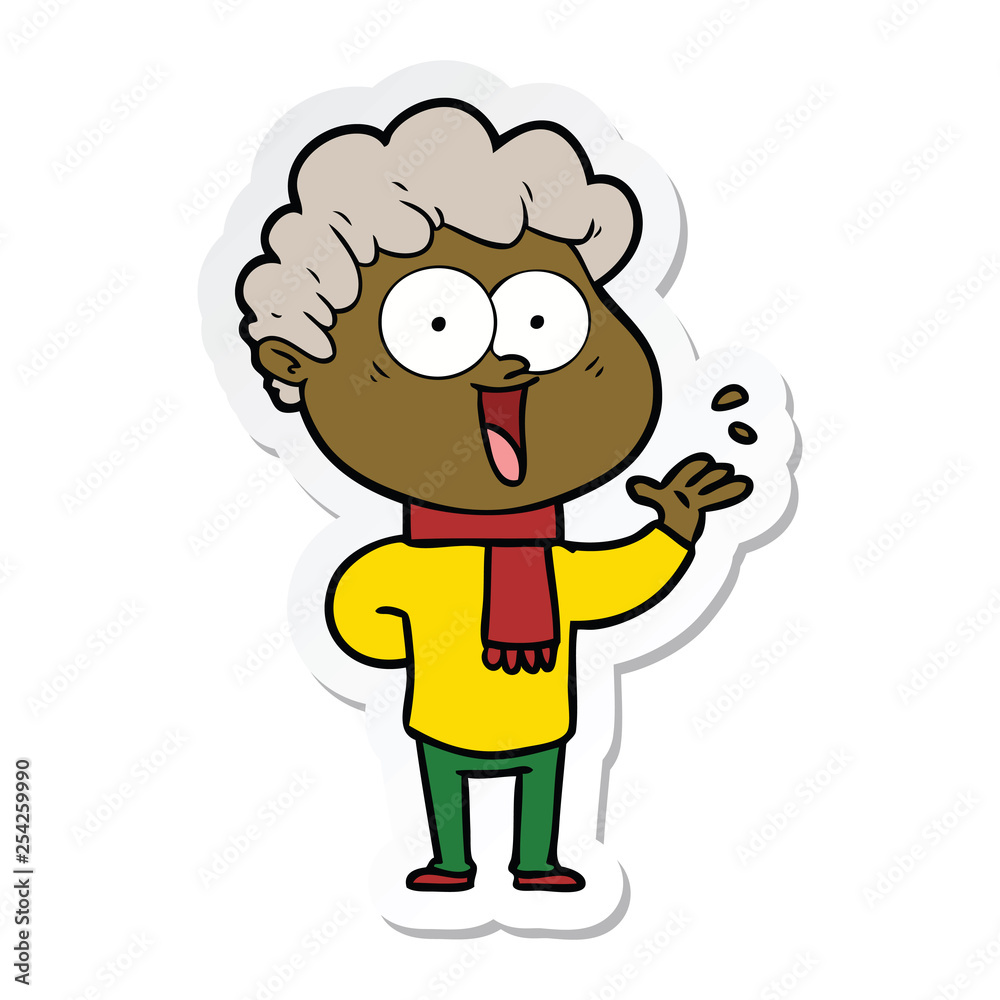 sticker of a cartoon happy man sticker of a cartoon happy man