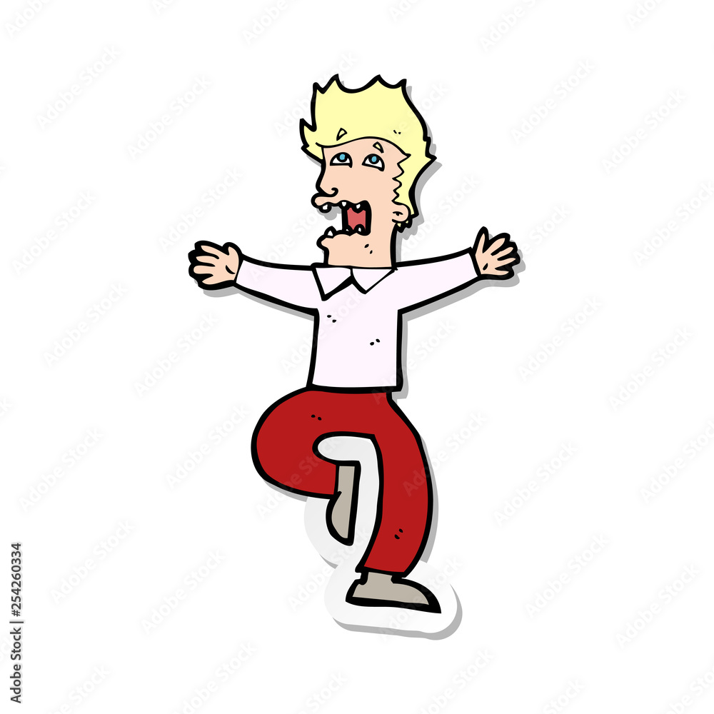 sticker of a cartoon terrified man sticker of a cartoon terrified man