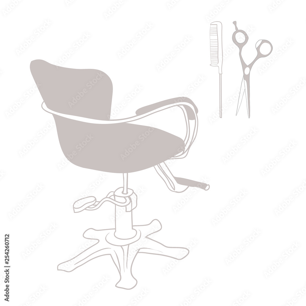 A set of drawings in the vector, the attributes of hairdressing and accessories for the wizard A set of drawings in the vector, the attributes of hairdressing and accessories for the wizard