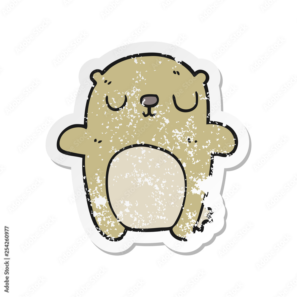 distressed sticker of a cartoon bear