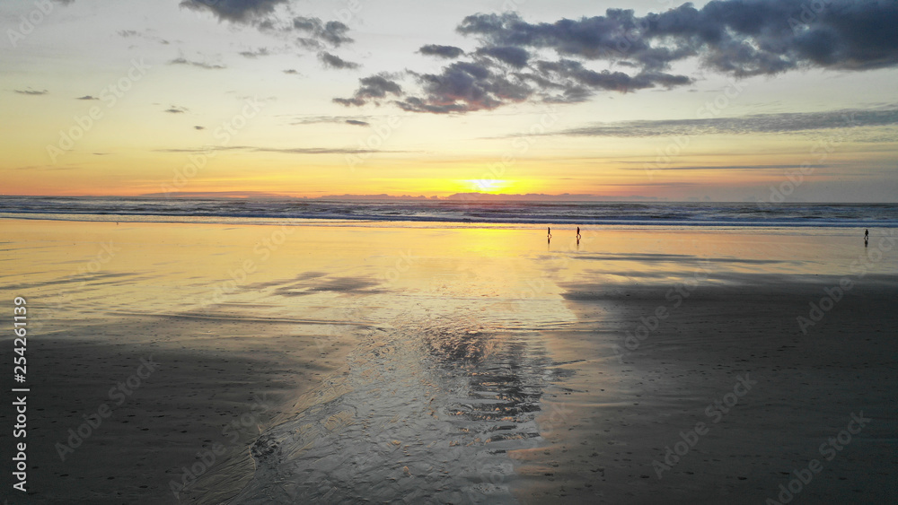 Long Panoramic Pacific Ocean Sunset Cannon Beach Oregon