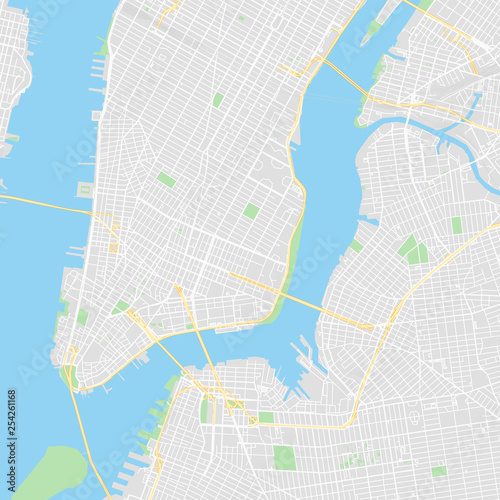 Downtown vector map of New York City, United States