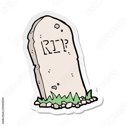 sticker of a cartoon spooky grave