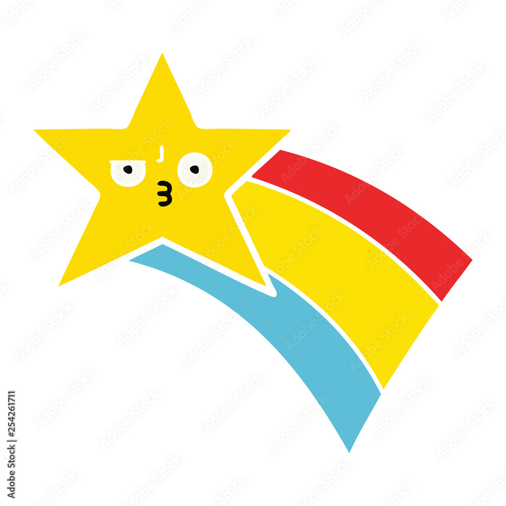flat color retro cartoon shooting rainbow star flat color retro cartoon shooting rainbow star