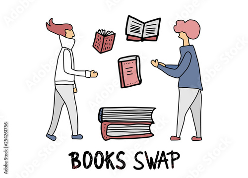 Book Swap hanwritten lettering. Vector design. 